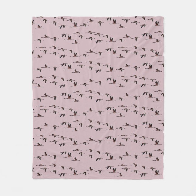 Couverture Polaire Flying Flaimingos Fleece Blanket (Rose Dusty) (Devant)