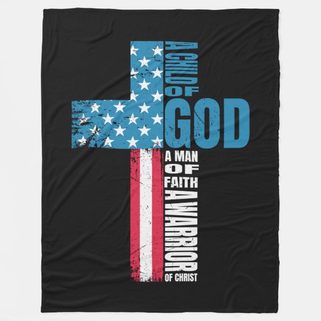 Couverture Polaire Foi Croix drapeau américain Christ Jésus (Devant)