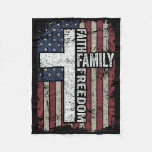 Couverture Polaire Foi Famille Liberté - Vintage Chrétien Patriotique