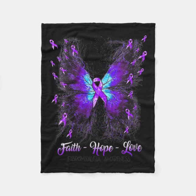 Couverture Polaire Foi papillon Espoir Aimer Fibromyalgie Sensibilisa (Devant)