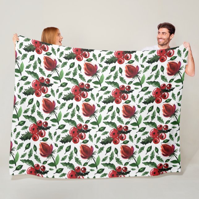 Couverture Polaire Foliage d'hiver Holly Berries Botanique (En situation)