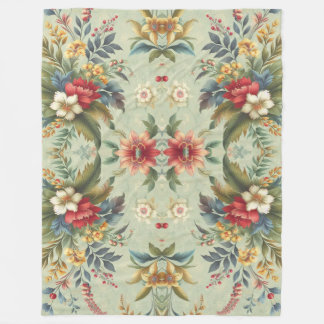 Couverture Polaire Foliage Vintage Arrière - plan vert clair