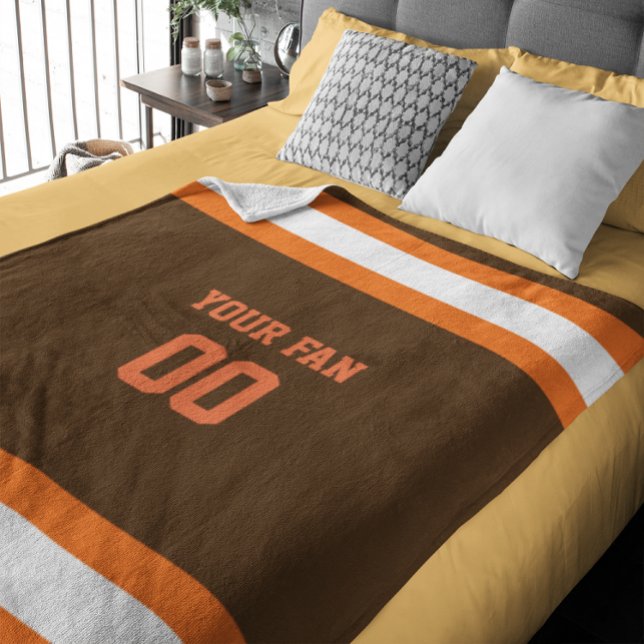 Couverture Polaire Football Brown, orange et blanc Personnalisé (Créateur téléchargé)
