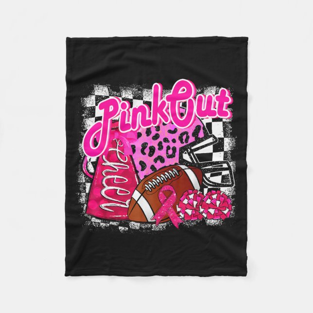 Couverture Polaire Football Checkered Nk Out Breast Cancer Cheer Mom  (Devant)