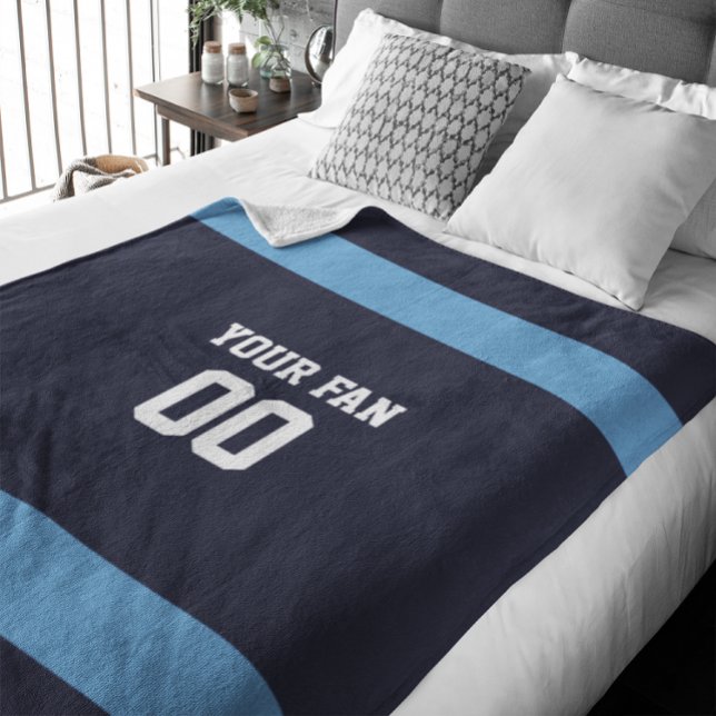 Couverture Polaire Football Navy, Bleu & Blanc Personnalisé (Créateur téléchargé)