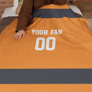 Couverture Polaire Football Orange, Marine & Blanc Personnalisé