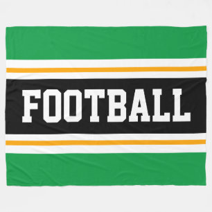 Couverture Polaire FOOTBALL Sportif Vert clair noir blanc rayures