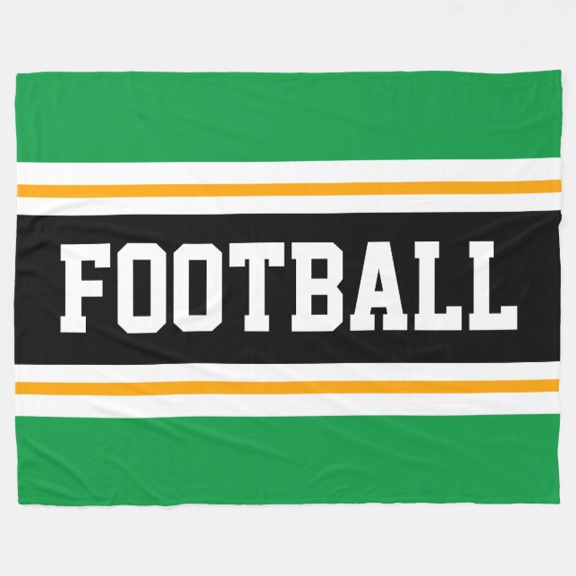 Couverture Polaire FOOTBALL Sportif Vert clair noir blanc rayures (Devant (Horizontal))