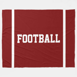Couverture Polaire FOOTBALL Texte Rouge Blanc Rayures de Zone de Fin