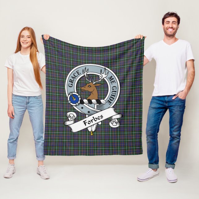Couverture Polaire Forbes de Druinnor Clan Badge Tartan Plaid (En situation)