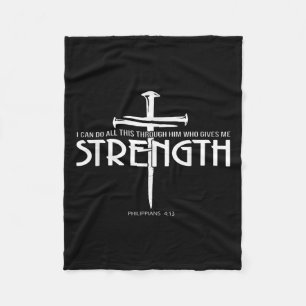Couverture Polaire Force Et Clou Croix Bible Verse Christian