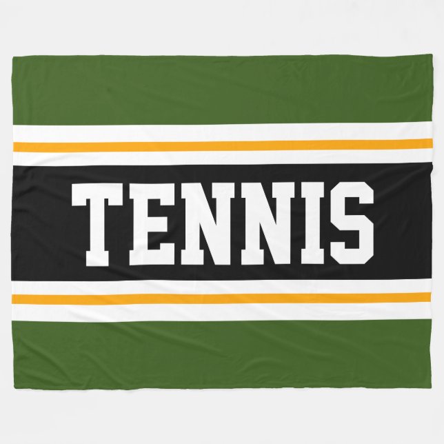 Couverture Polaire Forêt athlétique Vert Jaune Noir TENNIS Stripes (Devant (Horizontal))