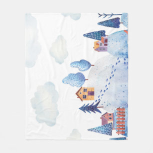 Couverture Polaire Forêt d'aquarelle : Illustration du paysage idylli