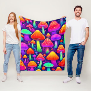 Couverture Polaire Forêt de champignons à lueur de néon