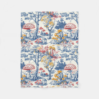 Couverture Polaire Forêt de champignons à Toile De Jouy