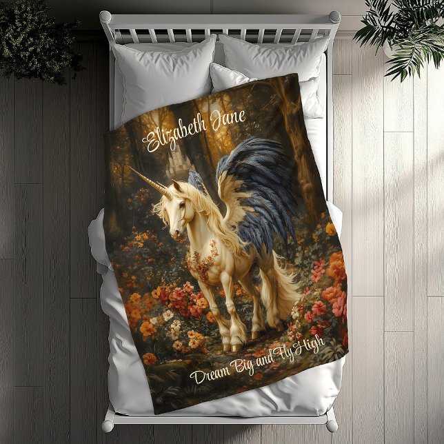 Couverture Polaire Forêt de contes de fées romantique Unicorne avec a (Créateur téléchargé)