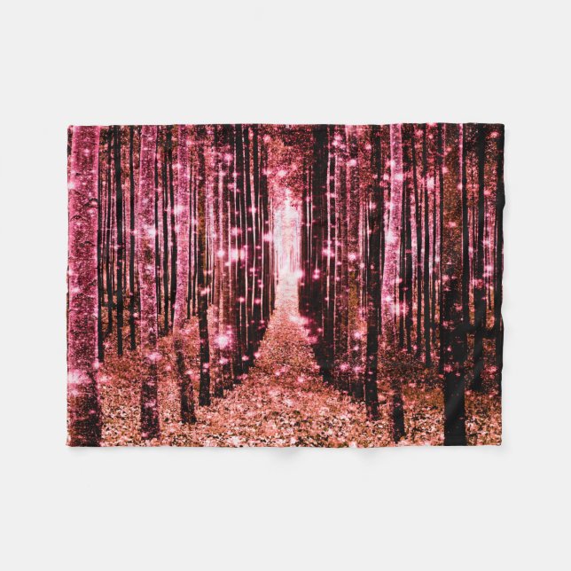 Couverture Polaire Forêt Magique Rose Pêche (Devant (Horizontal))