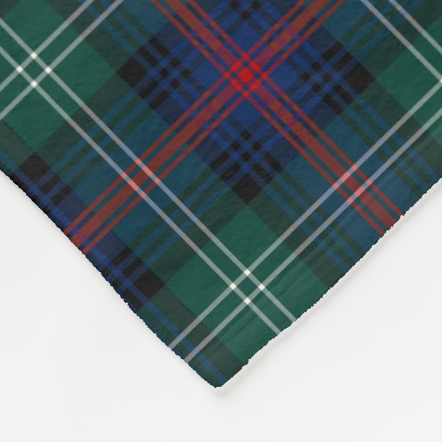 Couverture Polaire Forêt vert et bleu foncé Sutherland Clan Tartan (Coin)