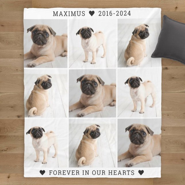 Couverture Polaire Forever in Our Hearts Chien Photo Collage Memorial (Créateur téléchargé)