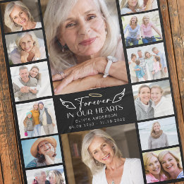 Couverture Polaire Forever in Our Hearts Multi Photo Collage Memorial