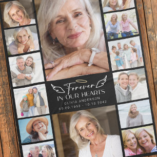 Couverture Polaire Forever in Our Hearts Multi Photo Collage Memorial