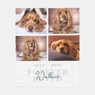 Couverture Polaire Forever Loved Pet Dog Memorial Photo Collage blanc