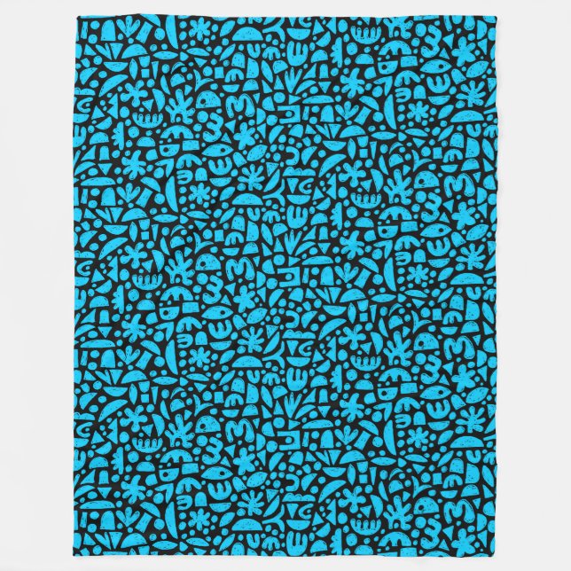 Couverture Polaire Formes Abstrait 140821 - Ciel bleu sur noir (Devant)