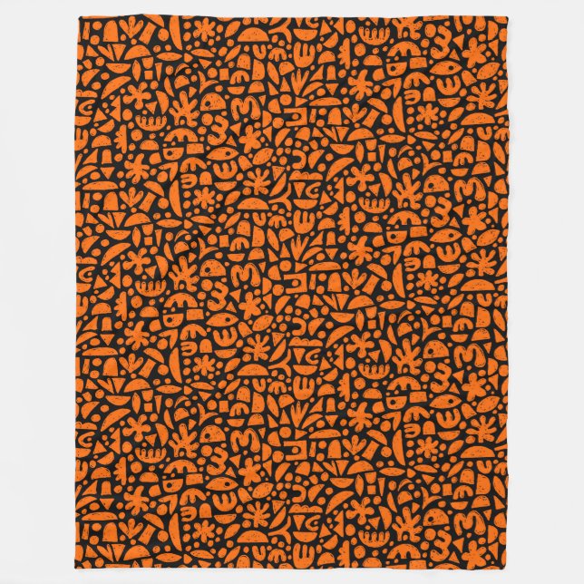 Couverture Polaire Formes Abstrait 140821 - orange sur noir (Devant)
