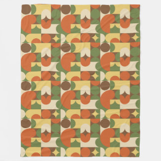 Couverture Polaire Formes géométriques rétro orange marron vert jaune