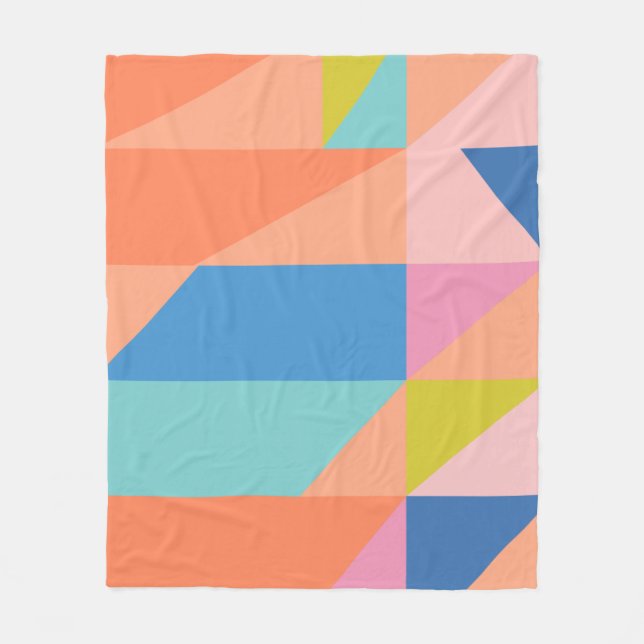 Couverture Polaire Formes géométriques vives et colorées | orange et  (Devant)