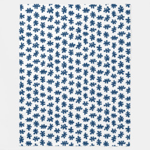 Couverture Polaire Formes morphiques 120322 - Bleu d'Indigo sur blanc