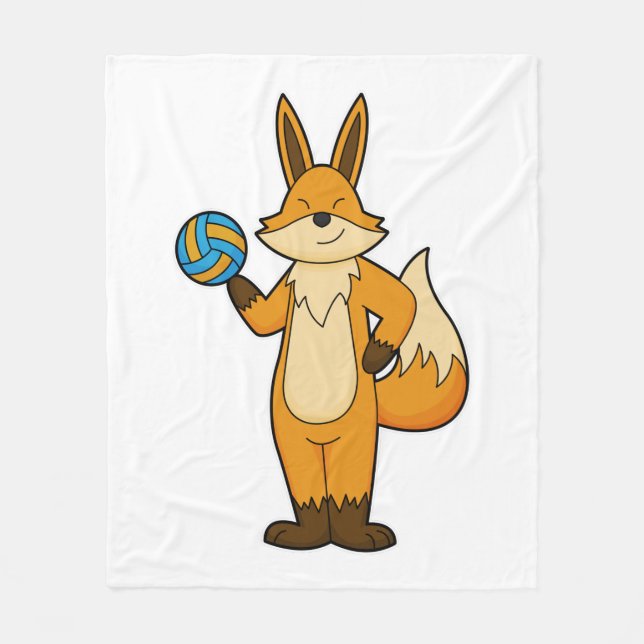 Couverture Polaire Fox comme joueur de volleyball avec volleyball (Devant)