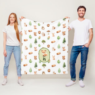 Couverture Polaire Fox Forest Friends Cute Woodland Animaux