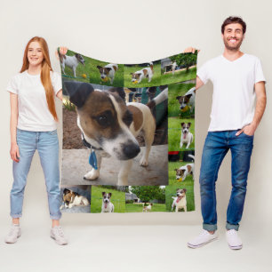 Couverture Polaire Fox Terriers Dans Un Collage Photo,