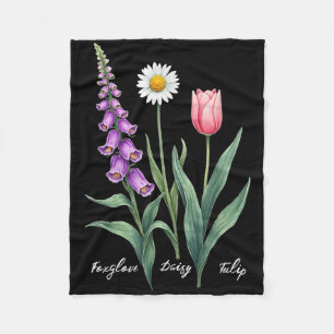 Couverture Polaire Foxglove Daisy Tulip Flower Design Floral Girl Mom