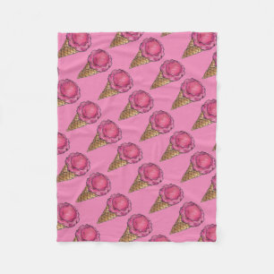 Couverture Polaire Fraise Crème de glace rose Scoop Waffle Cone Footy