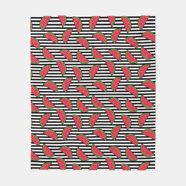 Couverture Polaire Fraise sur le Motif Black & White Stripes (Devant)