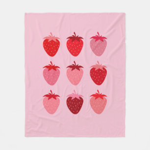 Couverture Polaire Fraises Esthétiques Roses Et Rouges Préppines