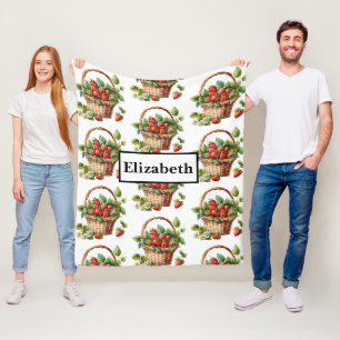 Couverture Polaire Fraises fraîches dans un panier en osier