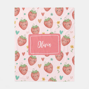 Couverture Polaire Fraises Mignonnes Kawaii