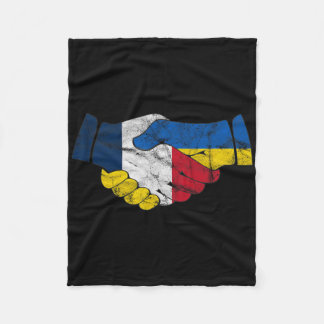 Couverture Polaire France And Ukraine Friendship Handshake Flags Vint