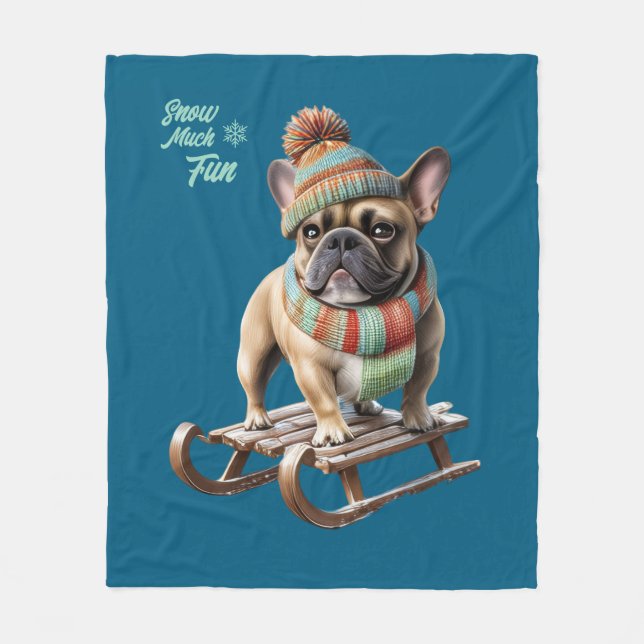 Couverture Polaire Französische Bulldogge Schlitten Urlaub (Devant)