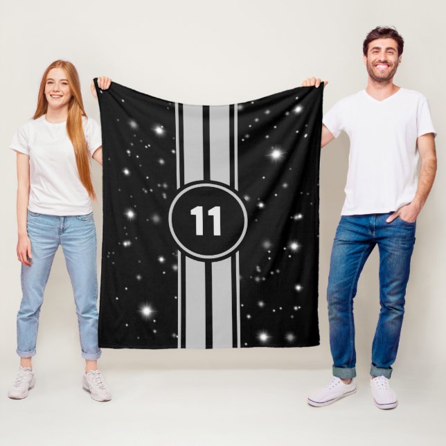 Couverture Polaire Frappe de course noir et argent (En situation)