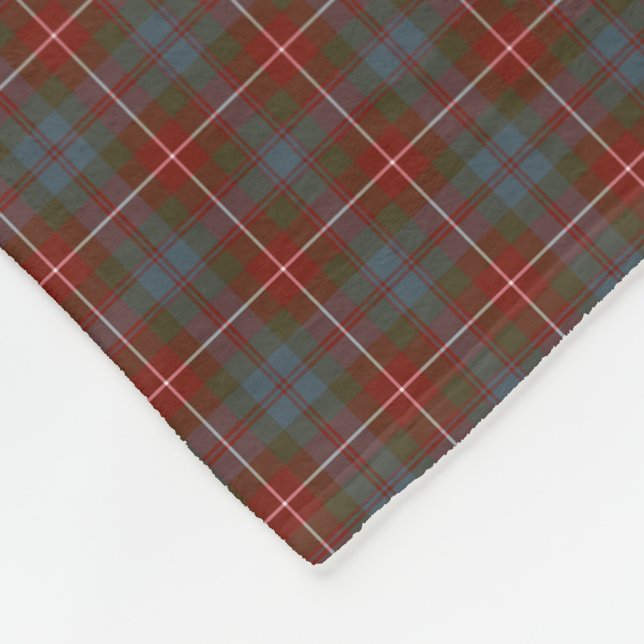 Couverture Polaire Fraser de Lovat Rouge et bleu Reproduction Tartan (Coin)