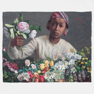 Couverture Polaire Frédéric Bazille - Jeune femme aux pivoines