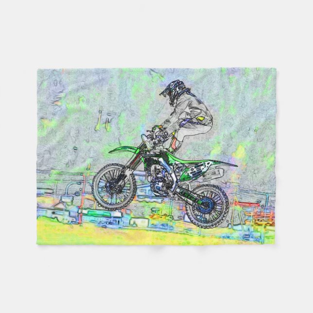 Couverture Polaire Freestyle Stuntman - Motocross Rider (Devant (Horizontal))