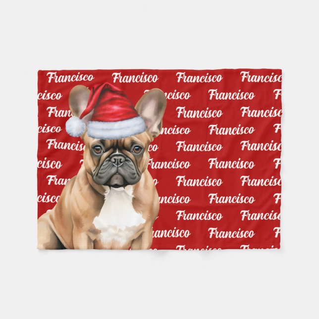 Couverture Polaire French Bulldog Name Christmas Holiday (Devant (Horizontal))