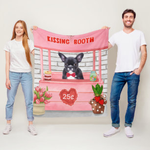 Couverture Polaire French Bulldog Valentine's Day Kissing Booth