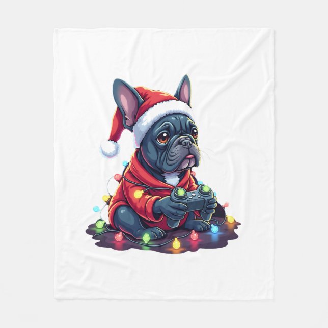 Couverture Polaire French Bulldog Video Game Controller Light Snow Sa (Devant)