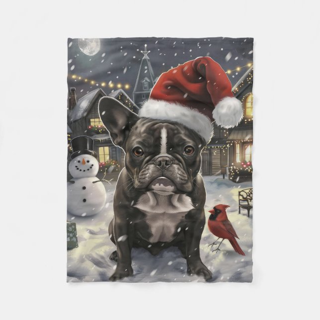 Couverture Polaire French Bulldog Winter Wonderland Christmas Joie (Devant)